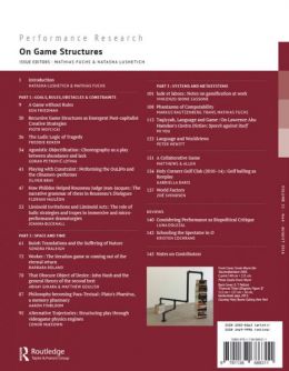 Back cover of Performance Research: Volume 21 Issue 4 - On Game Structures