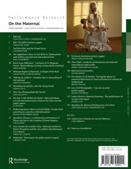 Back cover of Performance Research: Volume 22 Issue 4 - On the Maternal